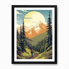 Pacific Crest Trail Usa 3 Vintage Travel Illustration Art Print