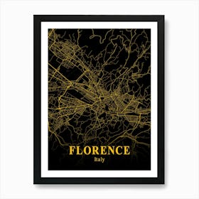 Florence Gold City Map 1 Art Print