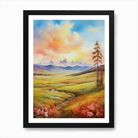 Sunset In The Mountains 4 Art Print