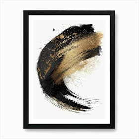 Black And Gold Brush Strokes 31 Art Print