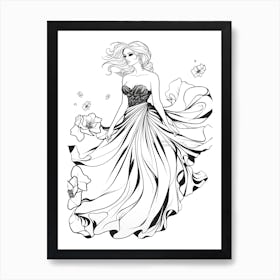 Bloom Body Girl Line Art 8 Art Print