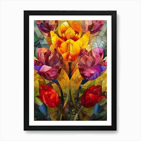 Colorful Stained Glass Flowers 10 Art Print