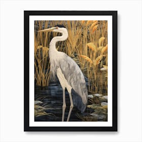 Heron In The Marsh Art Print