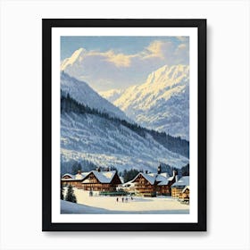 Mayrhofen, Austria Ski Resort Vintage Landscape 1 Skiing Poster Art Print