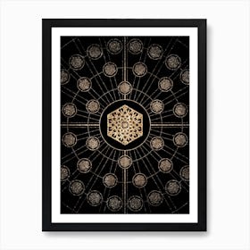Geometric Glyph Radial Array in Glitter Gold on Black n.0076 Art Print
