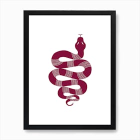Large Snake Stripes Burgundy Art Print