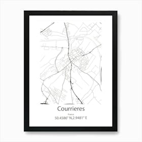 Courrieres,France Minimalist Map Poster