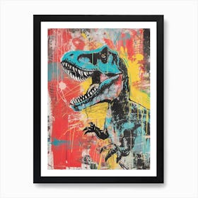 T Rex Dinosaur Chalk Style 2 Art Print
