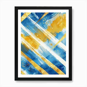 Abstract Blue And Gold Painting 1 Art Print