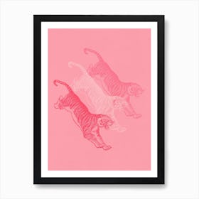 Retro Aesthetic Pink Tiger Art Art Print