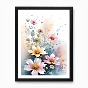 Wildflower Field Watercolor Artwork 1 Art Print