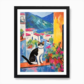 Painting Of A Cat In Ravello Italy 2 Art Print