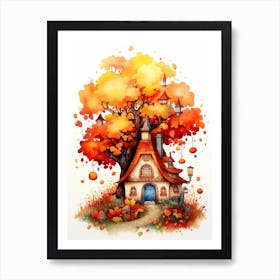 Cute Autumn Fall Scene 4 Art Print