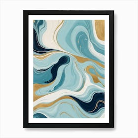 Blue Liquid Swirls Art Print