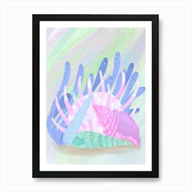 Seashells in Blue Art Print