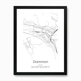 Drammen,Norway Minimalist Map Art Print