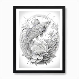 Matsuba Koi Fish Haeckel Style Illustastration Art Print