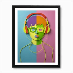 Boy With Headphones 1 Art Print