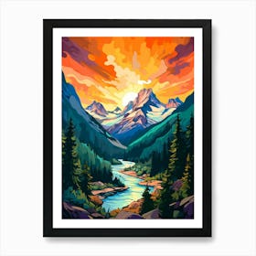 North Cascades National Park Retro Pop Art 5 Art Print