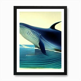 Fin Whale Retro Illustration Art Print