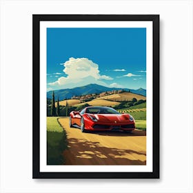 A Ferrari 458 Italia In The Tuscany Italy Illustration 2 Art Print