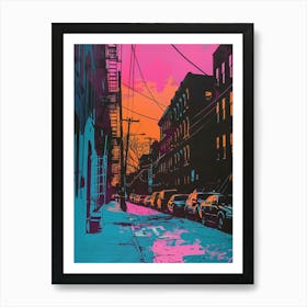 Greenpoint New York Colourful Silkscreen Illustration 2 Art Print