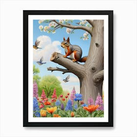 Squirrel In The Forest 1 Art Print
