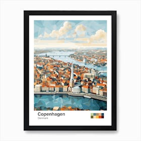 Copenhagen, Denmark, Geometric Illustration 3 Poster Art Print