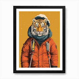 Tiger Illustrations Wearing Ski Gear 1 Art Print