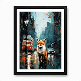 Red Fox Canvas Splat Painting 3 Art Print