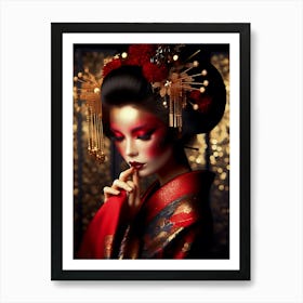 Japan Traditional Geisha Illustration By Ad 91 Art Print