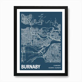 Burnaby Blueprint City Map 1 Art Print