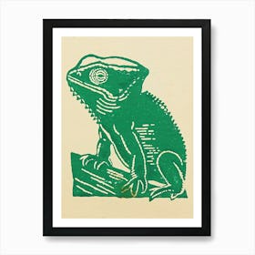 Green Jacksons Chameleon 3 Art Print