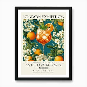 Aperol Spritz cocktail print William Morris style maximalist floral art, summer inspired drink wall art vintage botanical still life eclectic decor for bar cart, living room, kitchen, dining room 15 Art Print