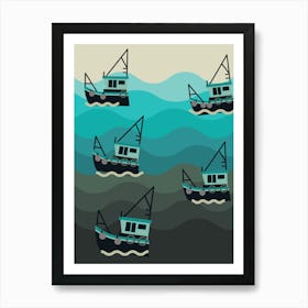 Fishing Boats In The Sea Art Print