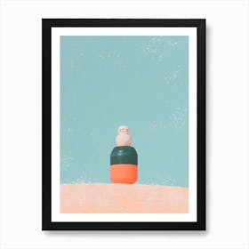 Snowman On The Beach Art Print