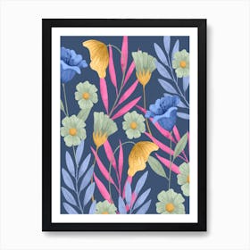 Watercolor Flowers Shabby Chic Art Print