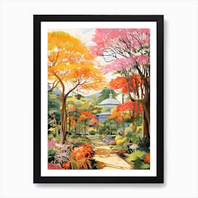 Royal Botanic Gardens, Sydney, Australia In Autumn Fall Illustration 3 Art Print