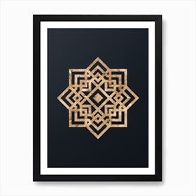 Abstract Geometric Gold Glyph on Dark Teal n.0299 Art Print