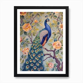Vintage Peacock Wallpaper Inspired Art Print