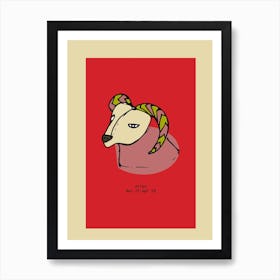 Retro Zodiac Aries Rectangular Art Print