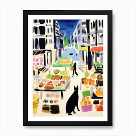 The Food Market In New York 2 Illustration Art Print