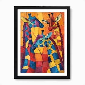 Geometric Colourful Giraffes 1 Art Print