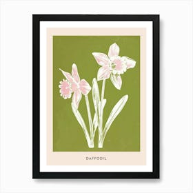 Pink & Green Daffodil 2 Flower Poster Art Print