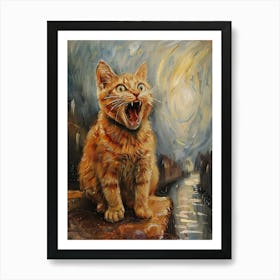 Fantastic Cat Screaming 1 Art Print