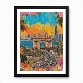 Mumbai   Retro Collage Style 2 Art Print