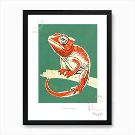 Red Senegal Chameleon Block 2 Poster Art Print