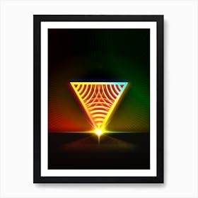 Neon Geometric Glyph in Watermelon Green and Red on Black n.0348 Art Print