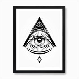 Balance, Symbol, Third Eye Simple Black & White Illustration 2 Art Print