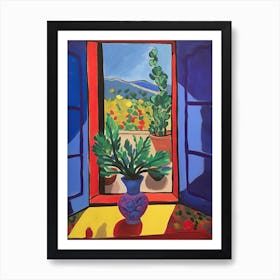 Open Window With Cat Matisse Style Tuscany Italy 5 Art Print